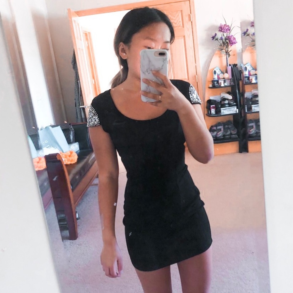 Sequence detailing black dress